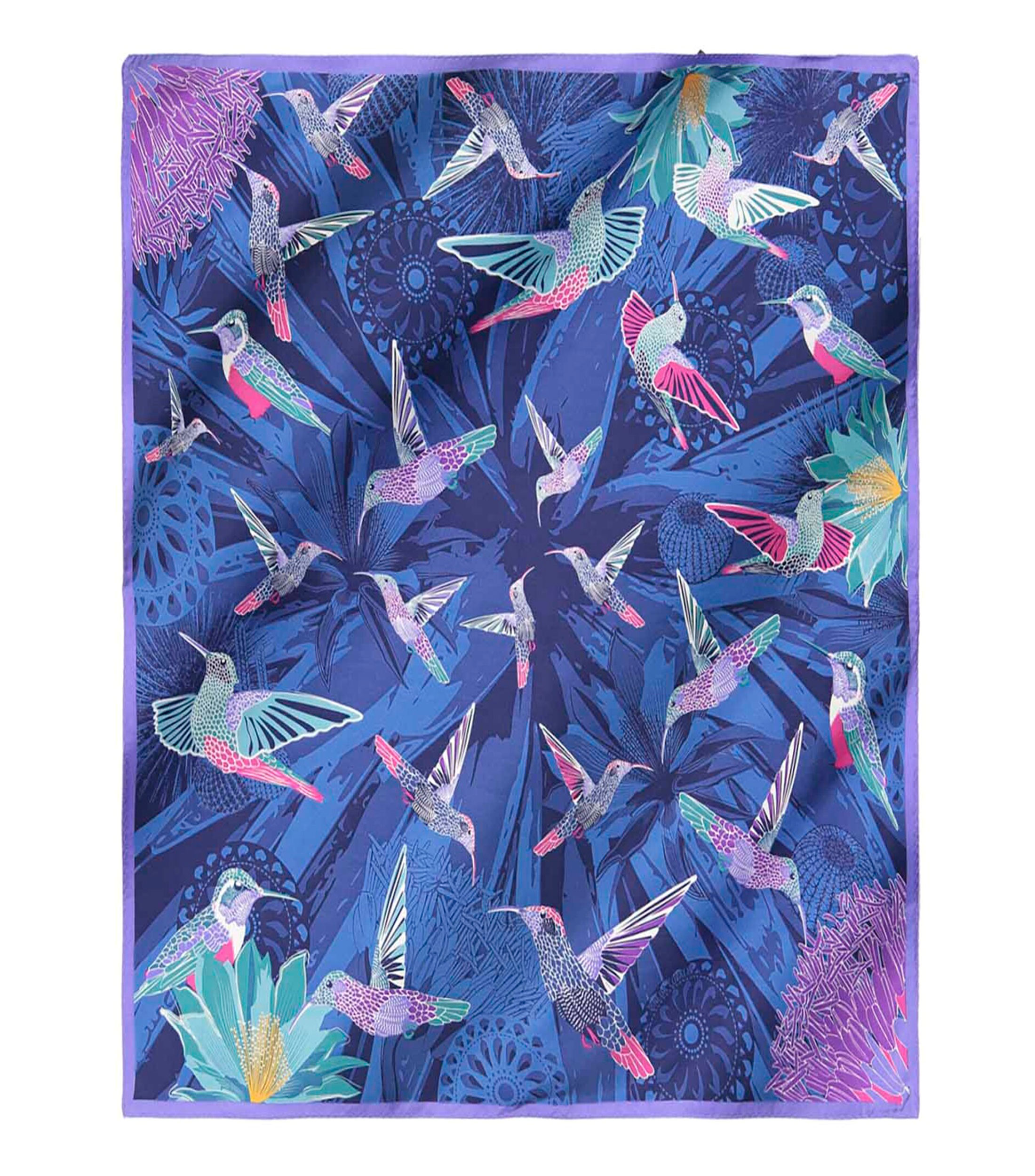 Mascada en Seda con Colibrís Mujer